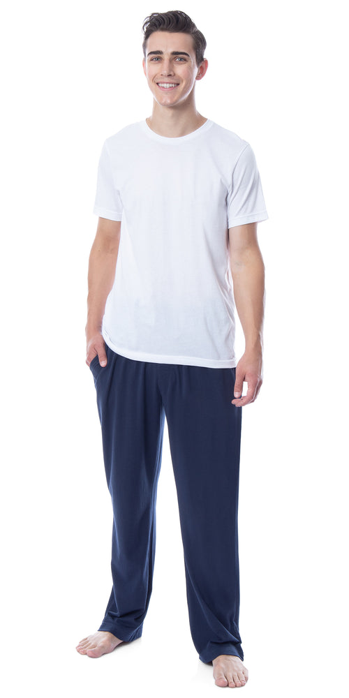 Intimo Men's 2 Piece Pajama Set Cotton/Poly Blend Jersey Knit Lounge Pants With Soft T-Shirt Top