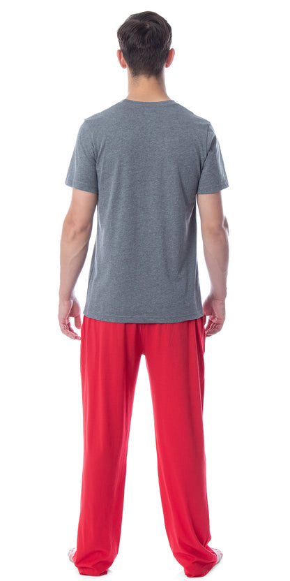 Intimo Men's 2 Piece Pajama Set Cotton/Poly Blend Jersey Knit Lounge Pants With Soft T-Shirt Top