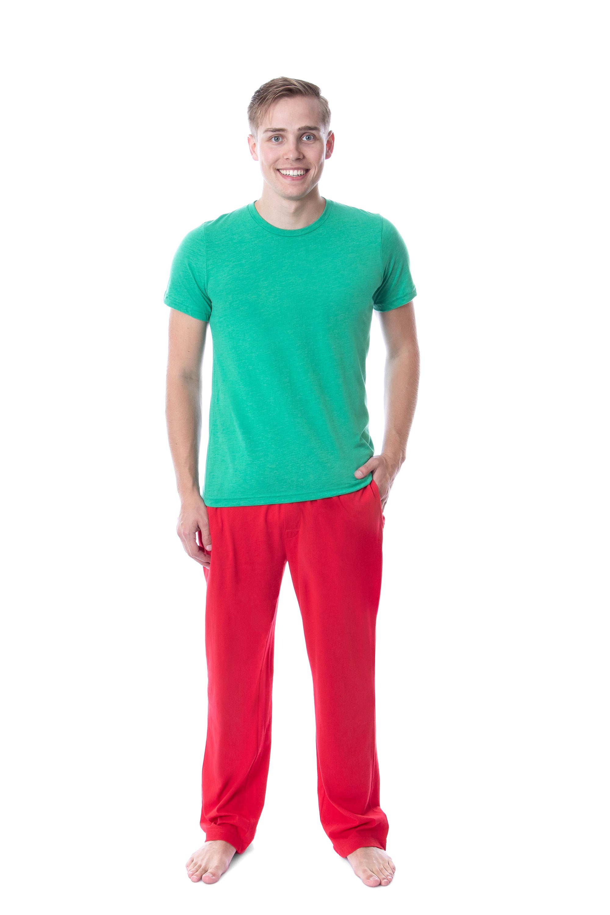 Intimo Men's 2 Piece Pajama Set Cotton/Poly Blend Jersey Knit Lounge Pants With Soft T-Shirt Top