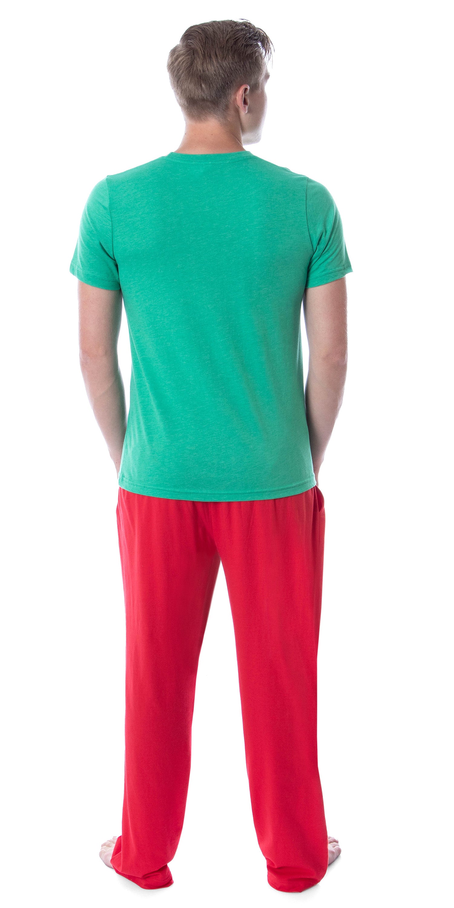 Intimo Men's 2 Piece Pajama Set Cotton/Poly Blend Jersey Knit Lounge Pants With Soft T-Shirt Top