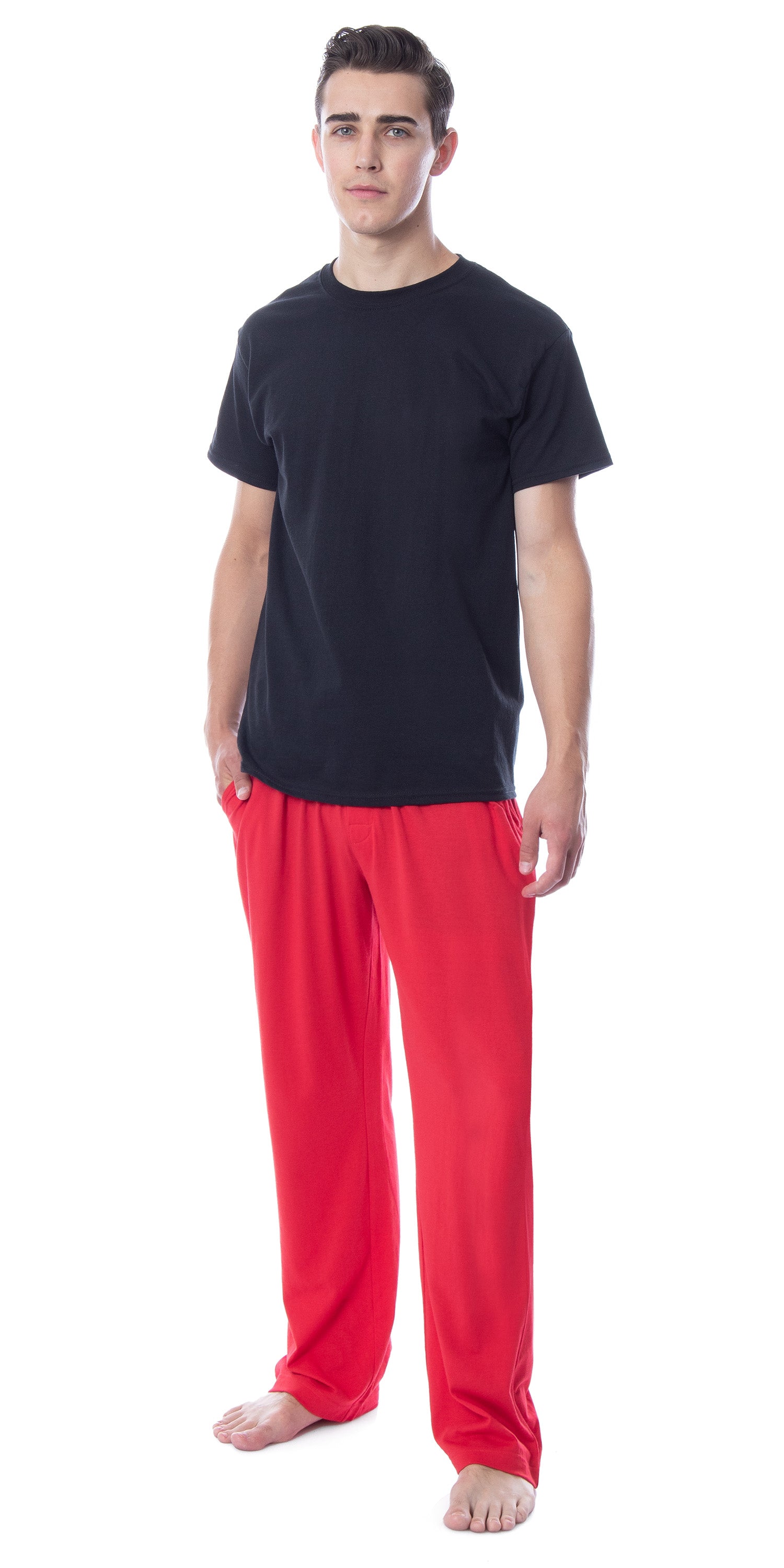 Intimo Men's 2 Piece Pajama Set Cotton/Poly Blend Jersey Knit Lounge Pants With Soft T-Shirt Top
