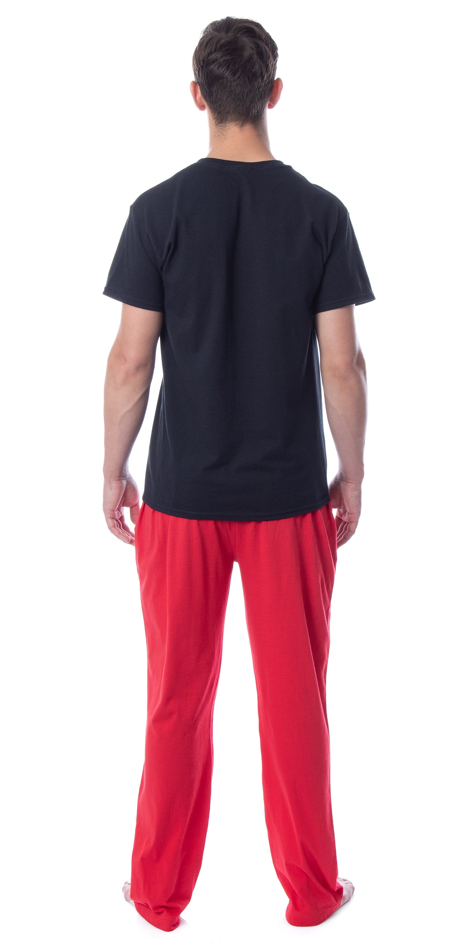 Intimo Men's 2 Piece Pajama Set Cotton/Poly Blend Jersey Knit Lounge Pants With Soft T-Shirt Top