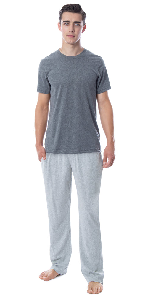 Intimo Men's 2 Piece Pajama Set Cotton/Poly Blend Jersey Knit Lounge Pants With Soft T-Shirt Top