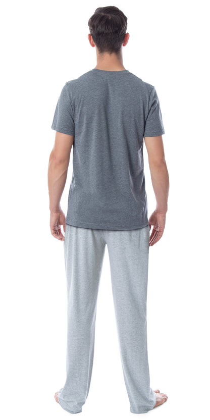 Intimo Men's 2 Piece Pajama Set Cotton/Poly Blend Jersey Knit Lounge Pants With Soft T-Shirt Top