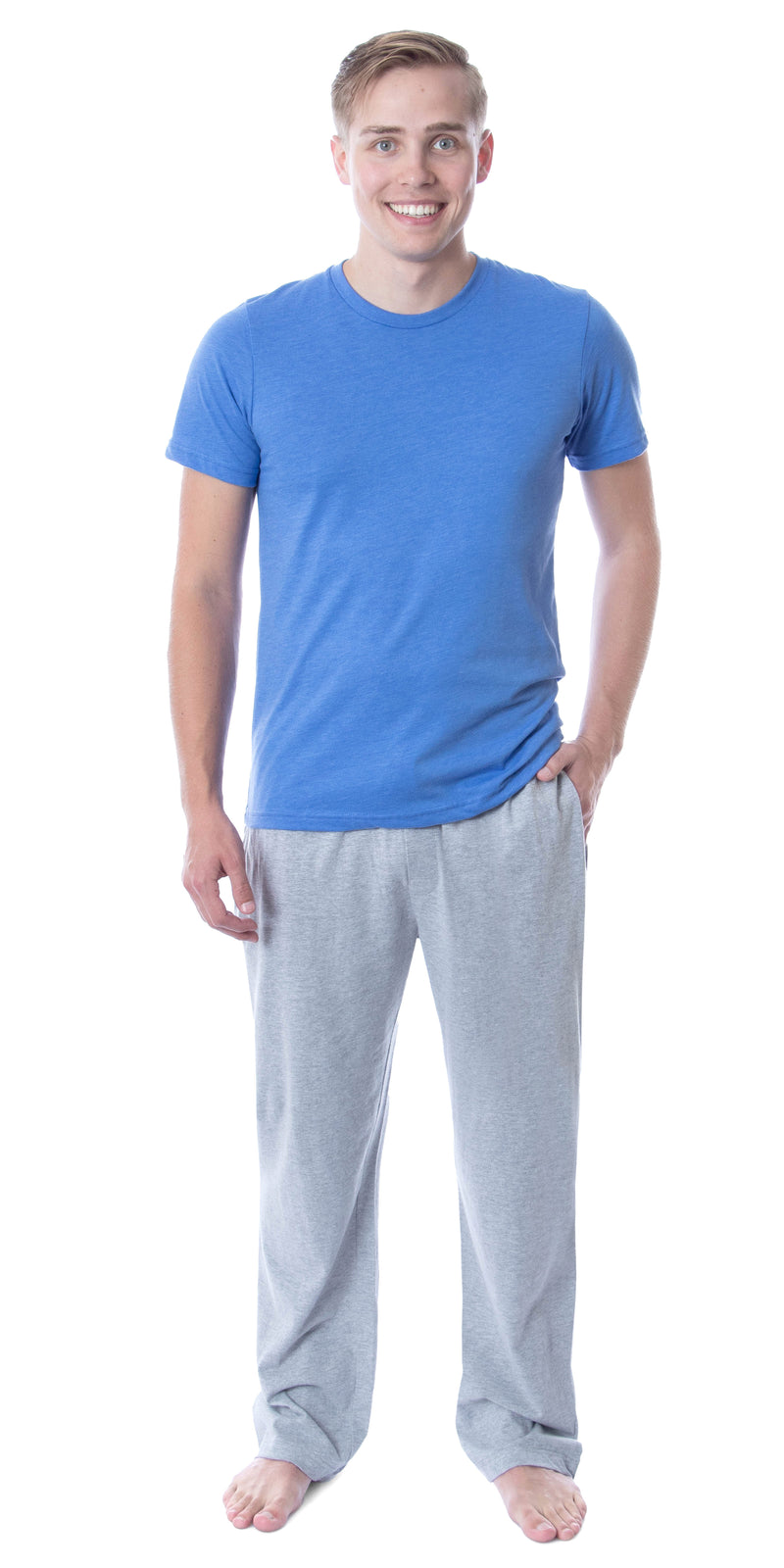 Intimo Men's 2 Piece Pajama Set Cotton/Poly Blend Jersey Knit Lounge Pants With Soft T-Shirt Top