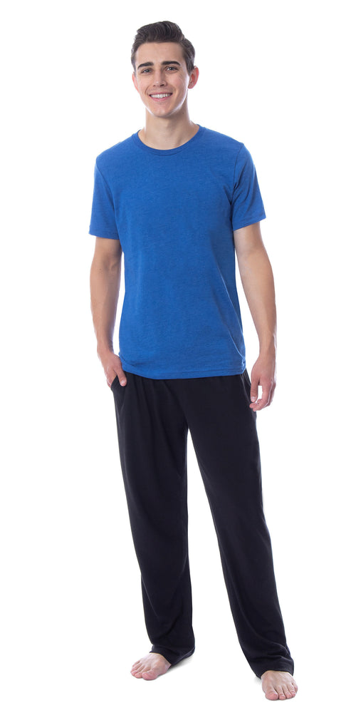 Intimo Men's 2 Piece Pajama Set Cotton/Poly Blend Jersey Knit Lounge Pants With Soft T-Shirt Top