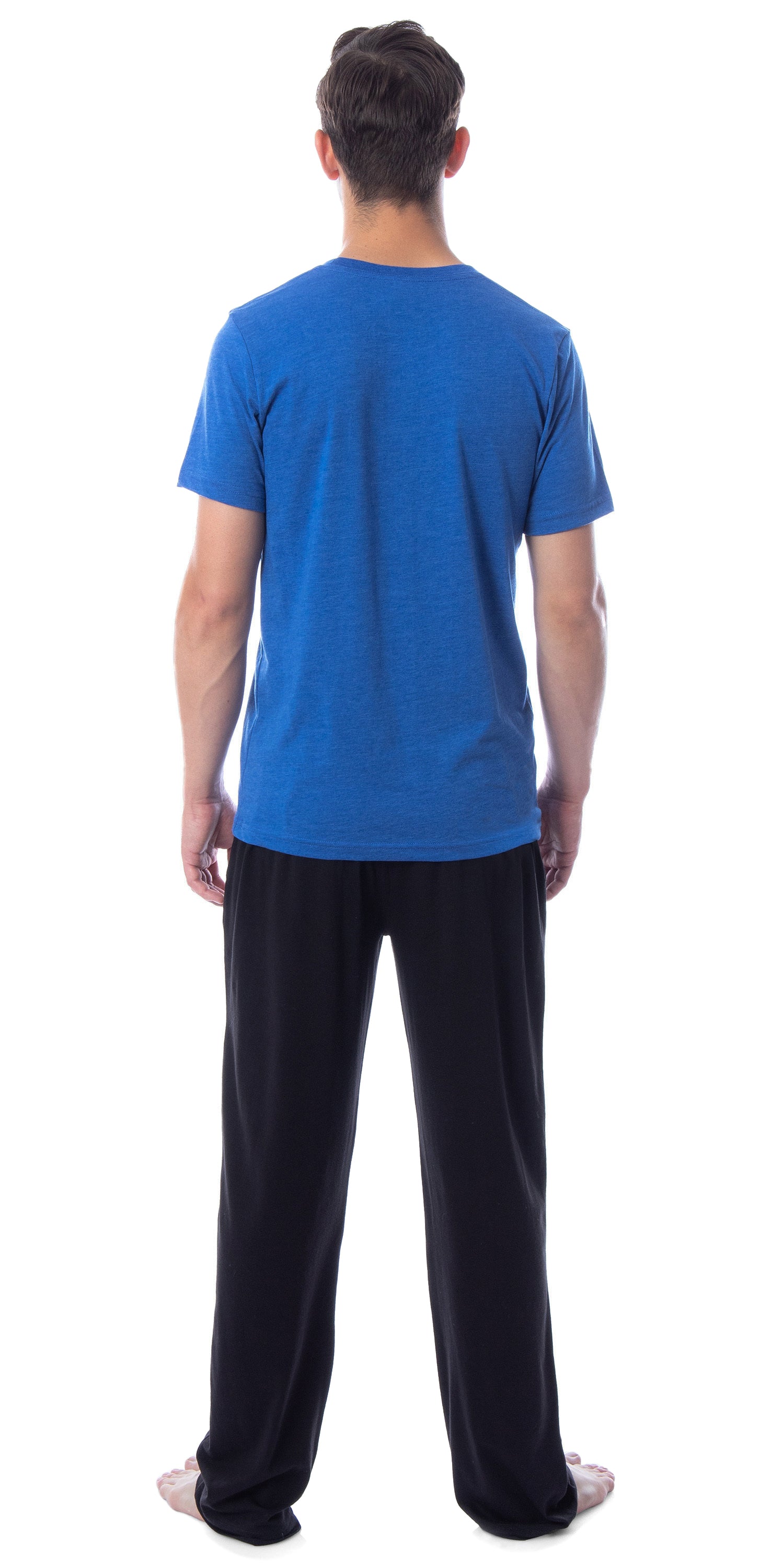 Intimo Men's 2 Piece Pajama Set Cotton/Poly Blend Jersey Knit Lounge Pants With Soft T-Shirt Top