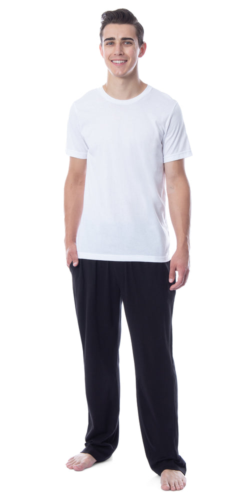 Intimo Men's 2 Piece Pajama Set Cotton/Poly Blend Jersey Knit Lounge Pants With Soft T-Shirt Top