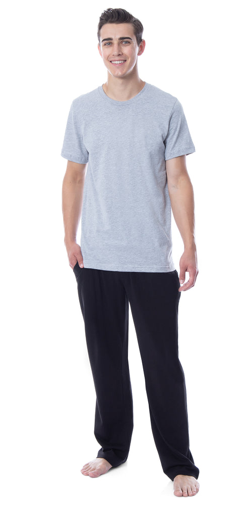 Intimo Men's 2 Piece Pajama Set Cotton/Poly Blend Jersey Knit Lounge Pants With Soft T-Shirt Top