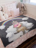 Galactic Rainbow Uni-Kitty Blanket Super Soft Silk Touch Plush Fleece Throw 50" X 60"