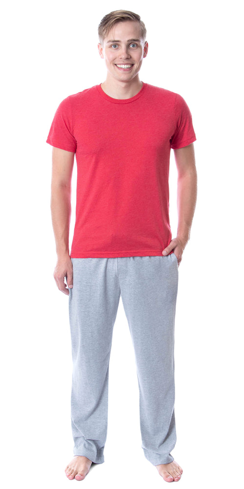 Intimo Men's 2 Piece Pajama Set Cotton/Poly Blend Jersey Knit Lounge Pants With Soft T-Shirt Top