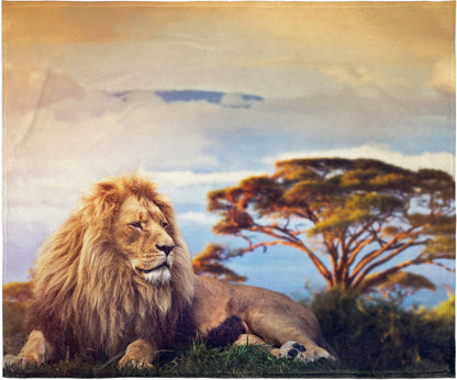 Lion King Of The Jungle Blanket Super Soft Silk Touch Plush Fleece Throw 50" X 60"