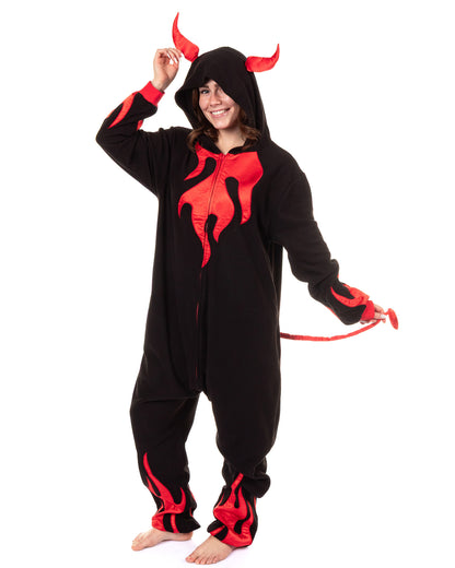 PJammy Devil Union Suit Adult Character Hooded Costume Pajamas for Men and Women (S/M)
