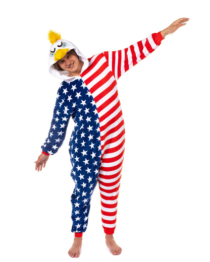 PJammy USA Eagle Union Suit Men's Kigurumi Hooded Costume Pajama (XXL/XXXL)
