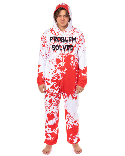 PJammy Problem Solved Union Suit Men's Horror Hooded Costume Pajama (S/M)