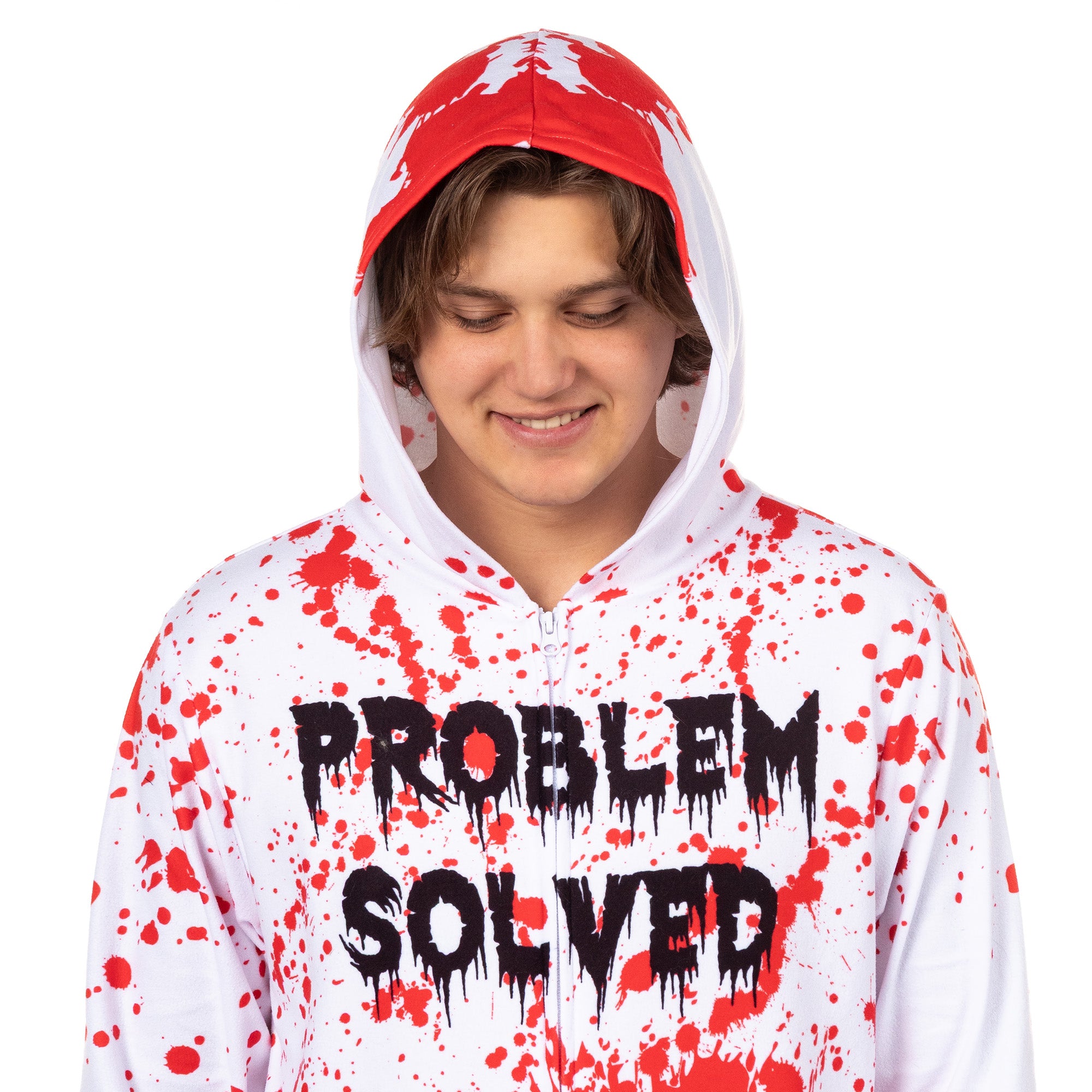 PJammy Problem Solved Union Suit Men's Horror Hooded Costume Pajama (S/M)