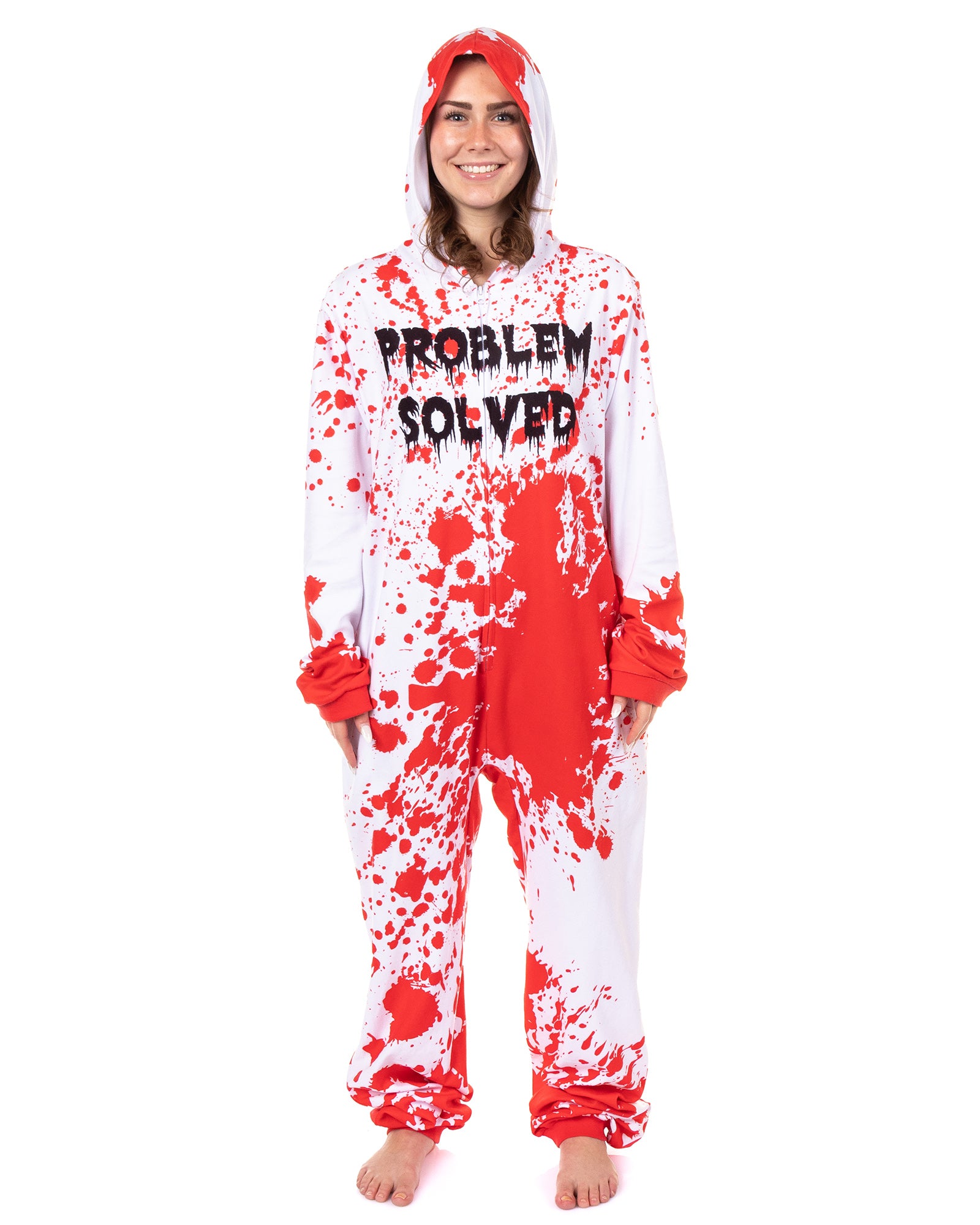 PJammy Problem Solved Union Suit Men's Horror Hooded Costume Pajama (L/XL)