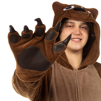 PJammy Brown Bear Union Suit Men's Kigurumi Hooded Costume Pajama (S/M)