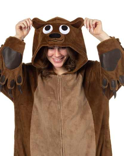 PJammy Brown Bear Union Suit Men's Kigurumi Hooded Costume Pajama (XXS/XS)