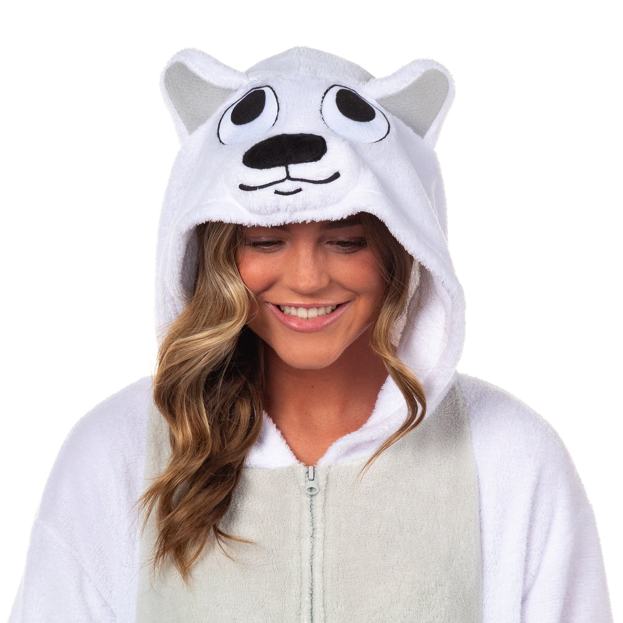 PJammy Polar Bear Union Suit Men's Kigurumi Hooded Costume Pajama (L/XL)