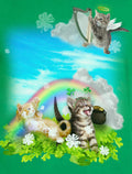 St. Patrick's Day Adult Shirt Green Irish Rainbow Angel Kittens Tee XX-Large