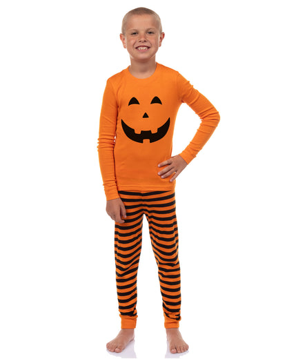 PJammy Halloween Boys' Pumpkin Long Sleeve Tight Fit Pajama Set