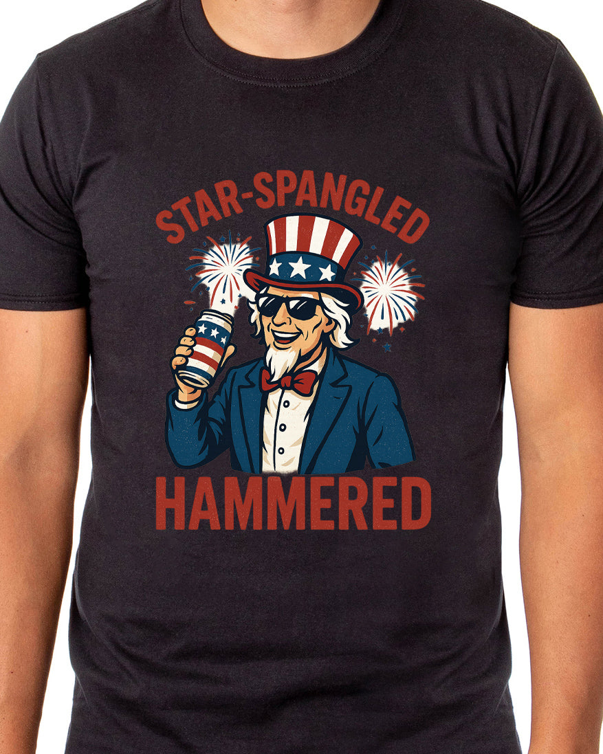 Fourth Of July Men's Star-Spangled Uncle Sam Parody Funny Short-Sleeve T-Shirt