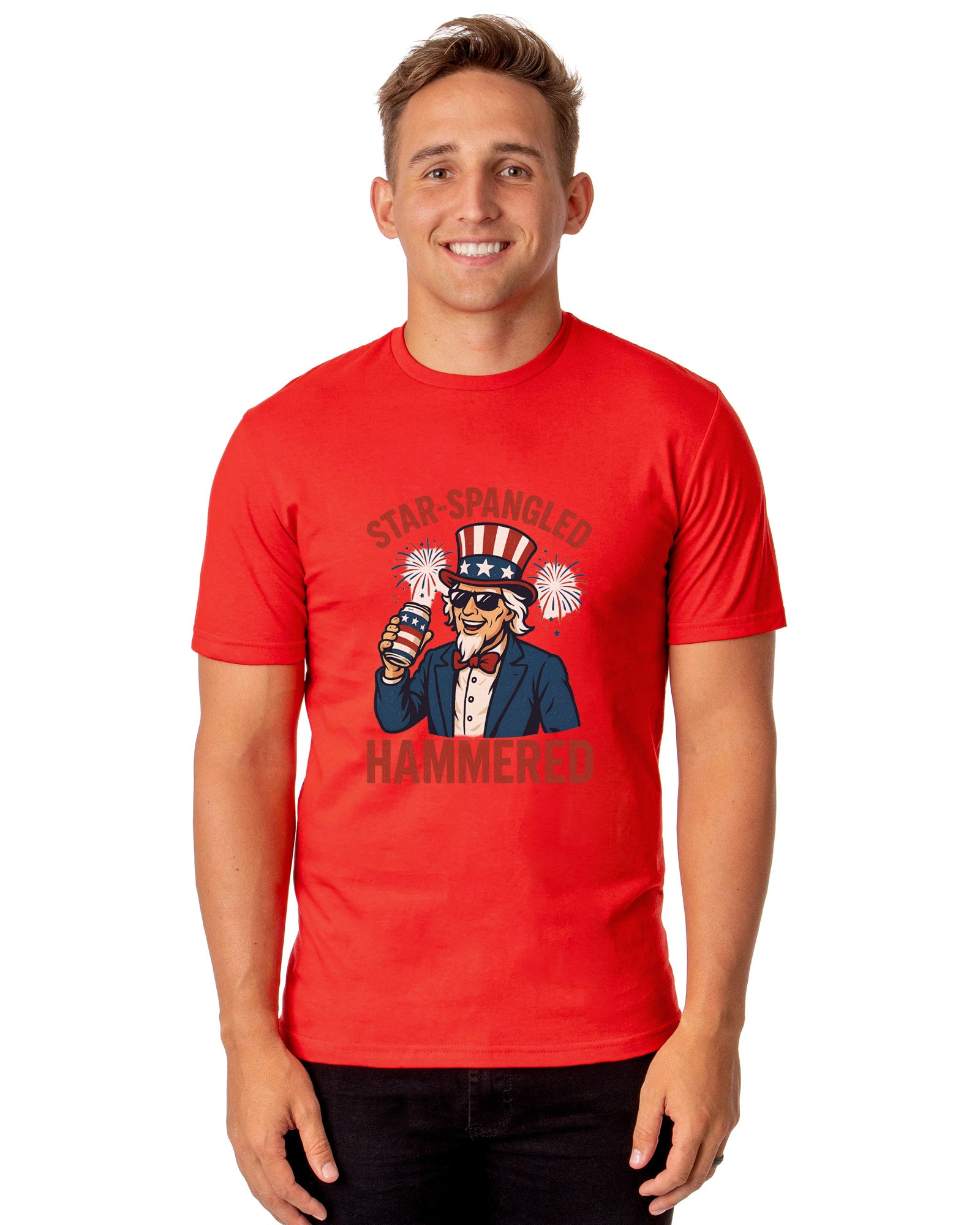 Fourth Of July Men's Star-Spangled Uncle Sam Parody Funny Short-Sleeve T-Shirt