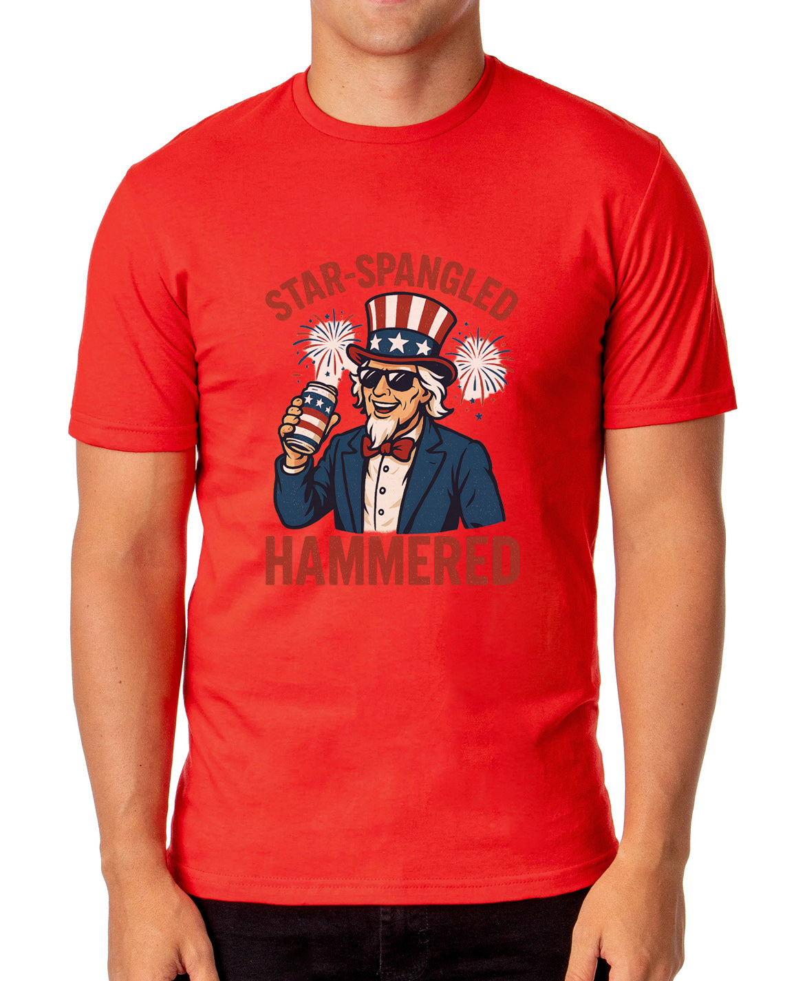 Fourth Of July Men's Star-Spangled Uncle Sam Parody Funny Short-Sleeve T-Shirt
