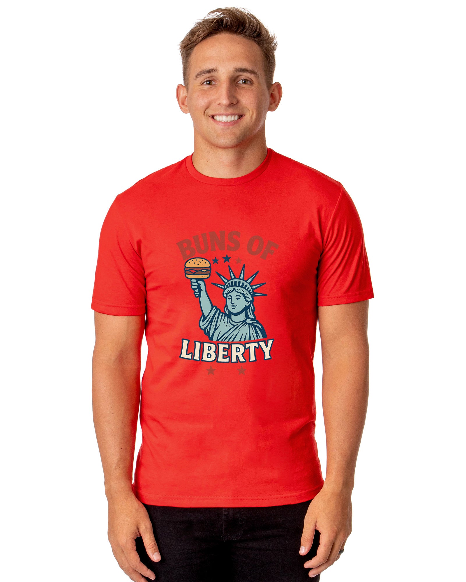 Men's Buns of Liberty Statue of Liberty Patriotic Funny T-Shirt