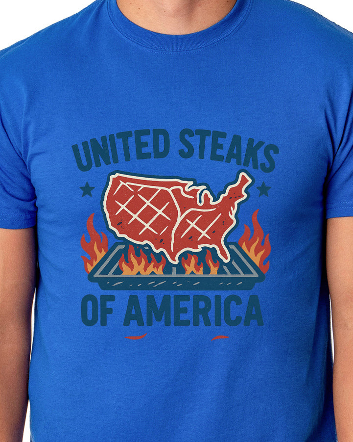 Men's United Steaks of America Patriotic Funny T-Shirt For Adults