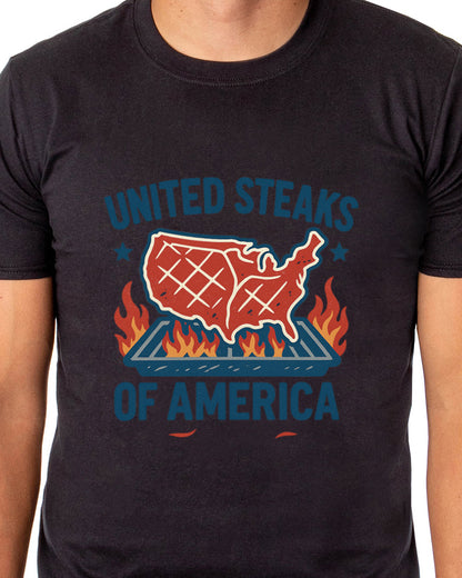 Men's United Steaks of America Patriotic Funny T-Shirt For Adults