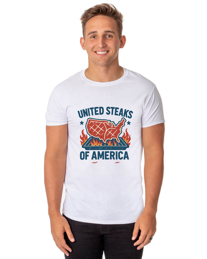 Men's United Steaks of America Patriotic Funny T-Shirt