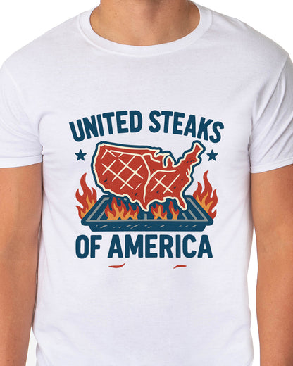 Men's United Steaks of America Patriotic Funny T-Shirt For Adults