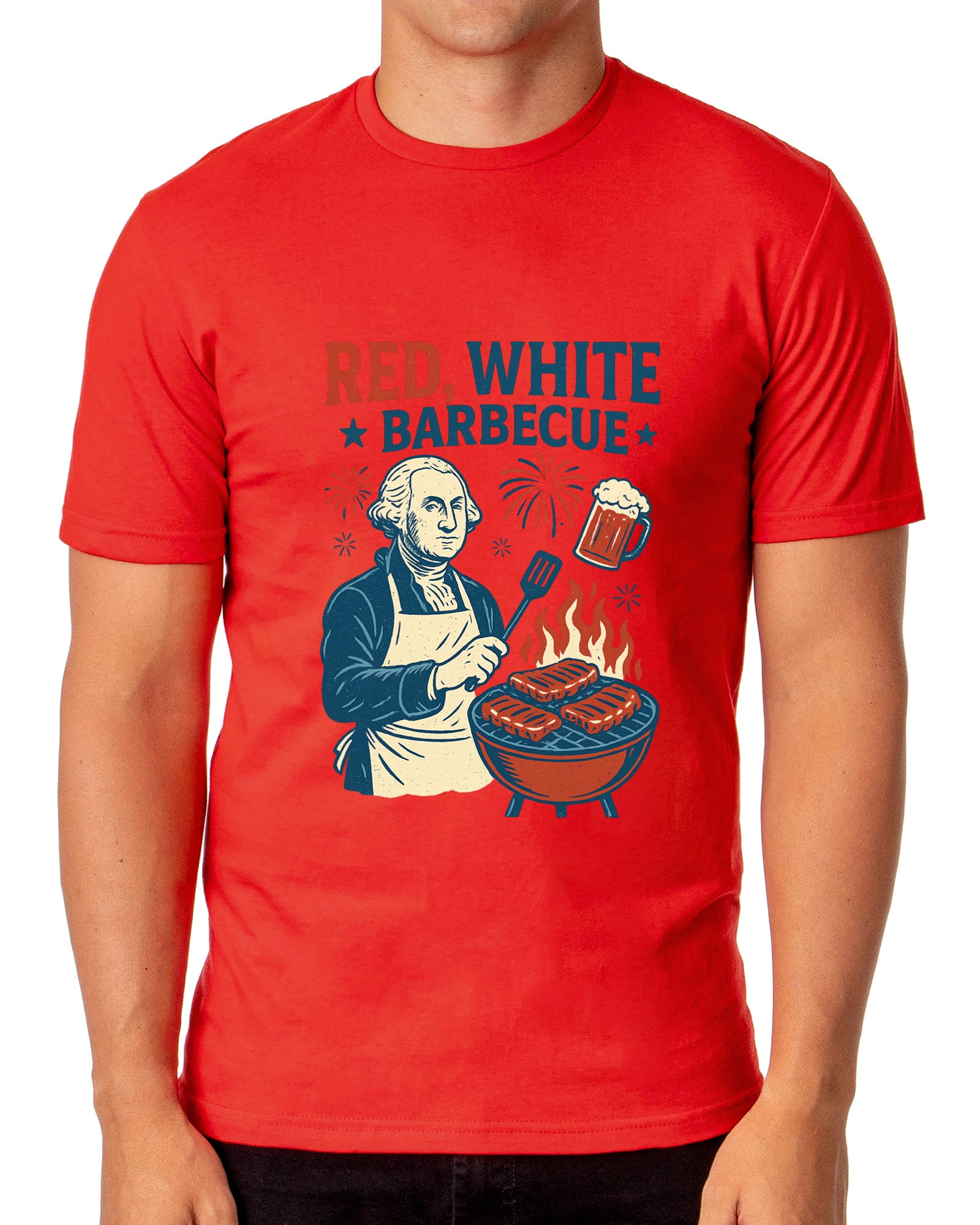 Men's T-Shirt Red White Barbeque 4th of July Adult T-Shirt