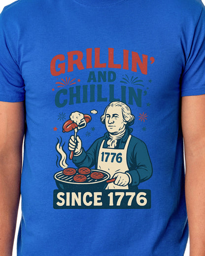 Men's Grillin' and Chillin' Since 1776 4th of July Adult T-Shirt