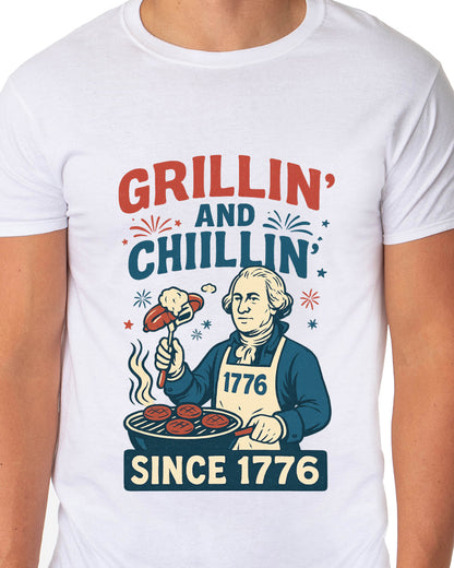 Men's Grillin' and Chillin' Since 1776 4th of July Adult T-Shirt