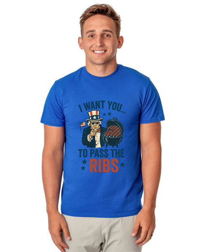 Uncle Sam T-Shirt Men's I Want You To Pass The Ribs Patriotic Tee