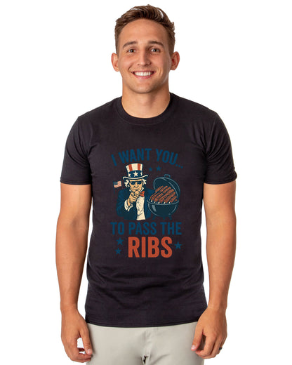 Uncle Sam T-Shirt Men's I Want You To Pass The Ribs Patriotic Tee