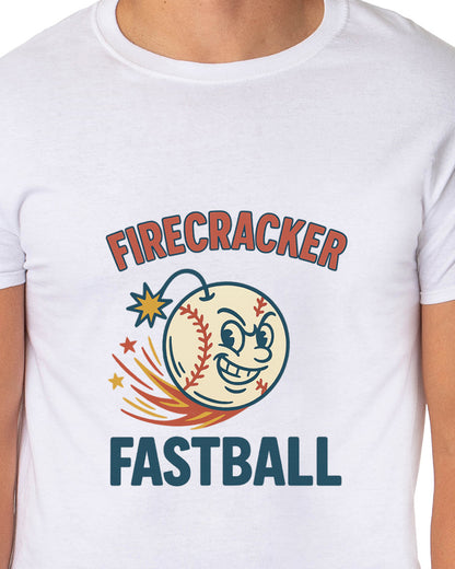 American Baseball T-Shirt Men's Firecracker Fastball USA Pastime Adult Tee