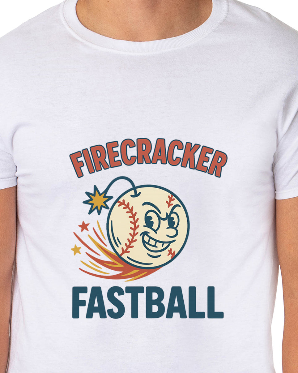 American Baseball T-Shirt Men's Firecracker Fastball USA Pastime Adult Tee