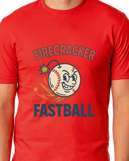 American Baseball T-Shirt Men's Firecracker Fastball USA Pastime Adult Tee