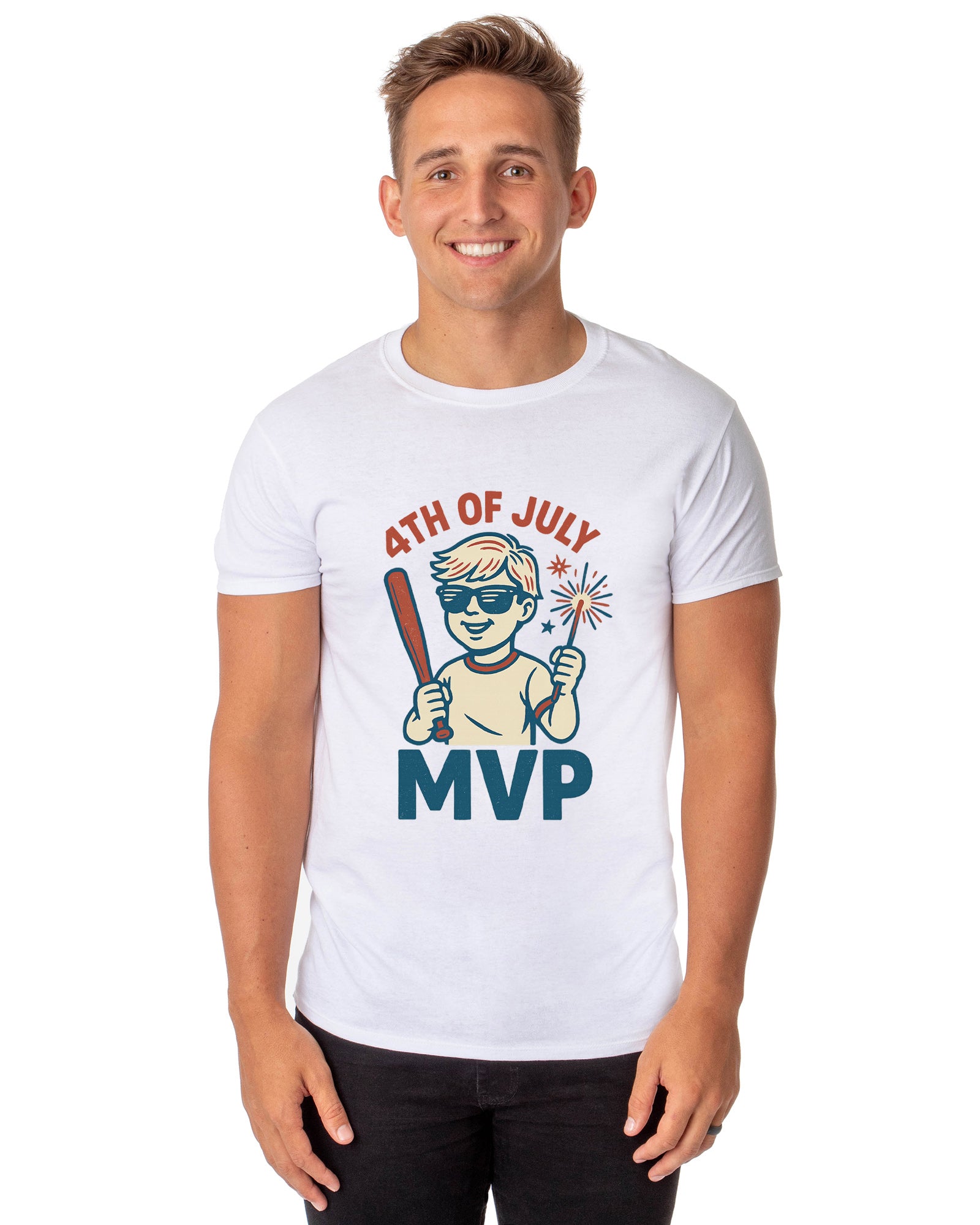 Men's 4th of July MVP Fireworks Independence Day Patriotic Funny T-Shirt For Adults
