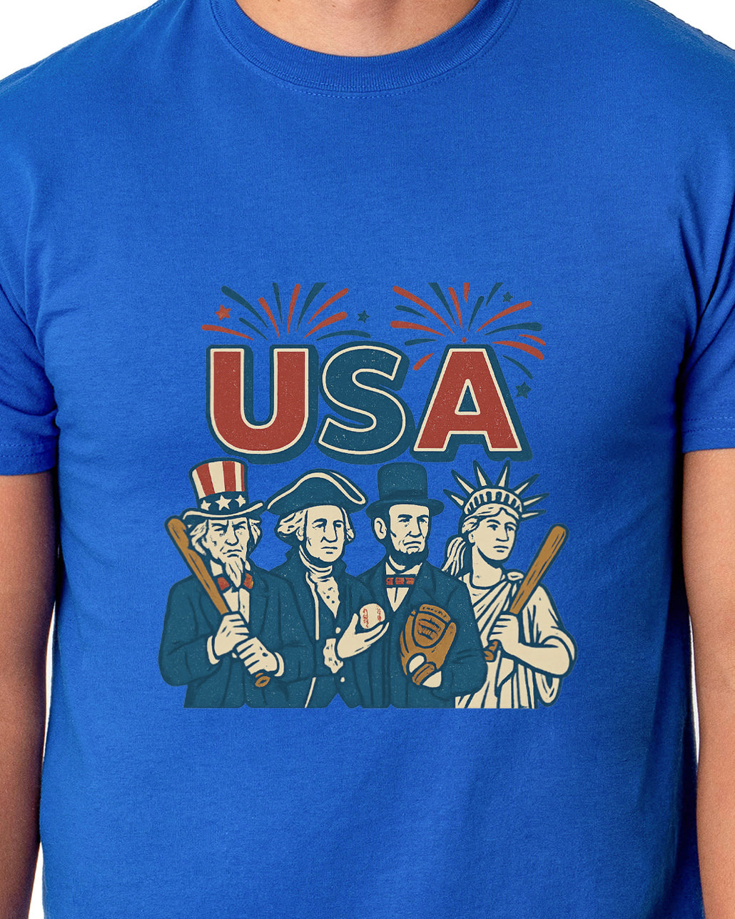 All-Stars of America T-Shirt Men's Baseball Inspired USA Adult Tee