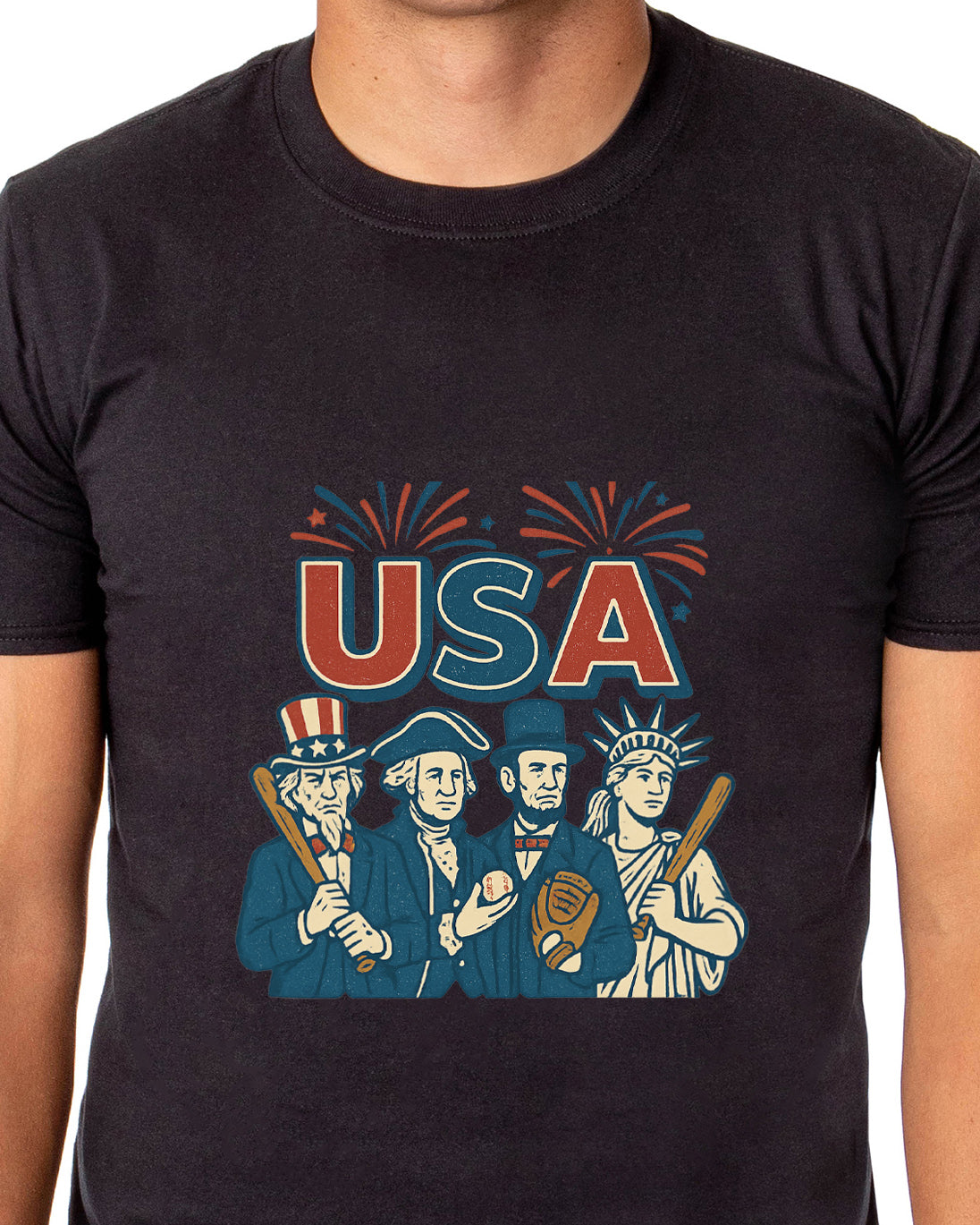 All-Stars of America T-Shirt Men's Baseball Inspired USA Adult Tee