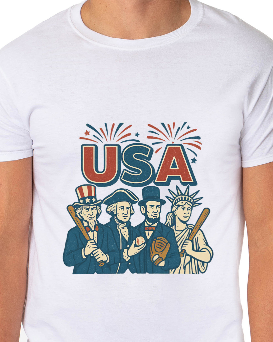 All-Stars of America T-Shirt Men's Baseball Inspired USA Adult Tee