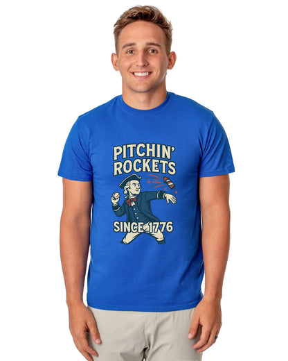 4th Of July T-Shirt Men's Washington Pitchin' Rockets Funny Tee