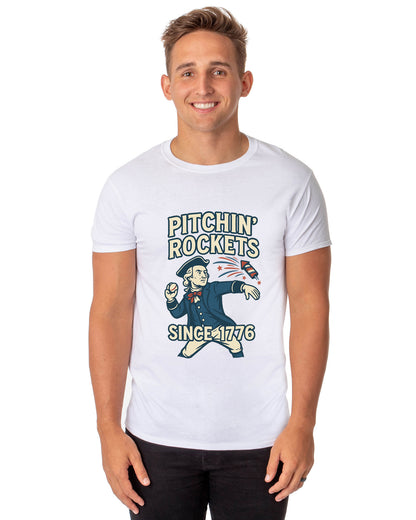 4th Of July T-Shirt Men's Washington Pitchin' Rockets Funny Tee