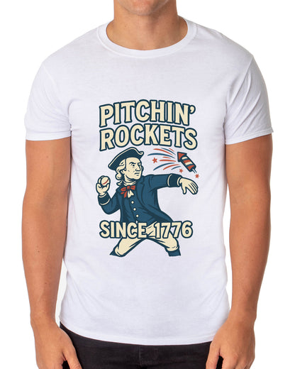 4th Of July T-Shirt Men's Washington Pitchin' Rockets Funny Tee