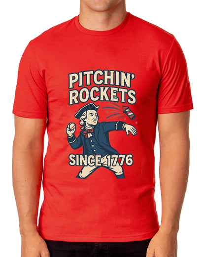 4th Of July T-Shirt Men's Washington Pitchin' Rockets Funny Tee